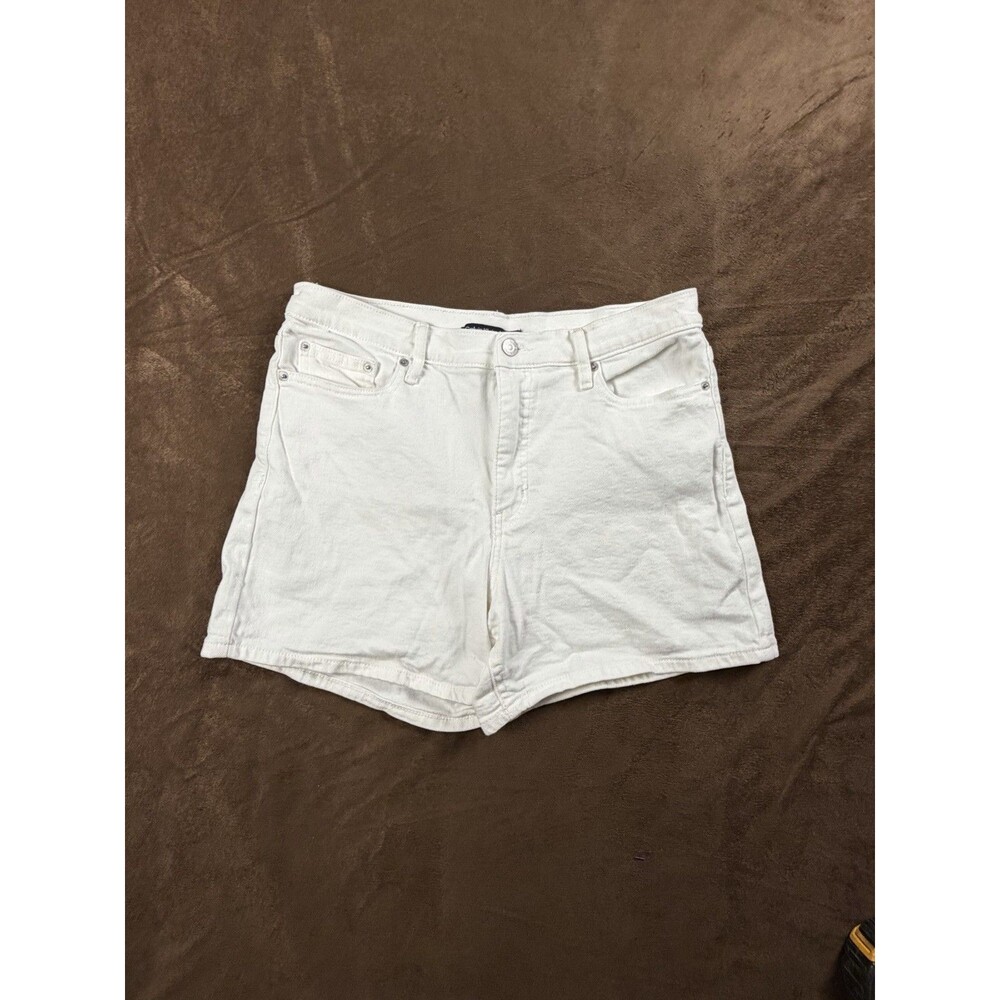 Calvin Klein Jeans White Denim Shorts High Rise Size 12 Cotton Stretch Button